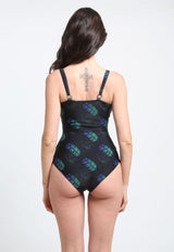 Traje de baño reductor estampado negro