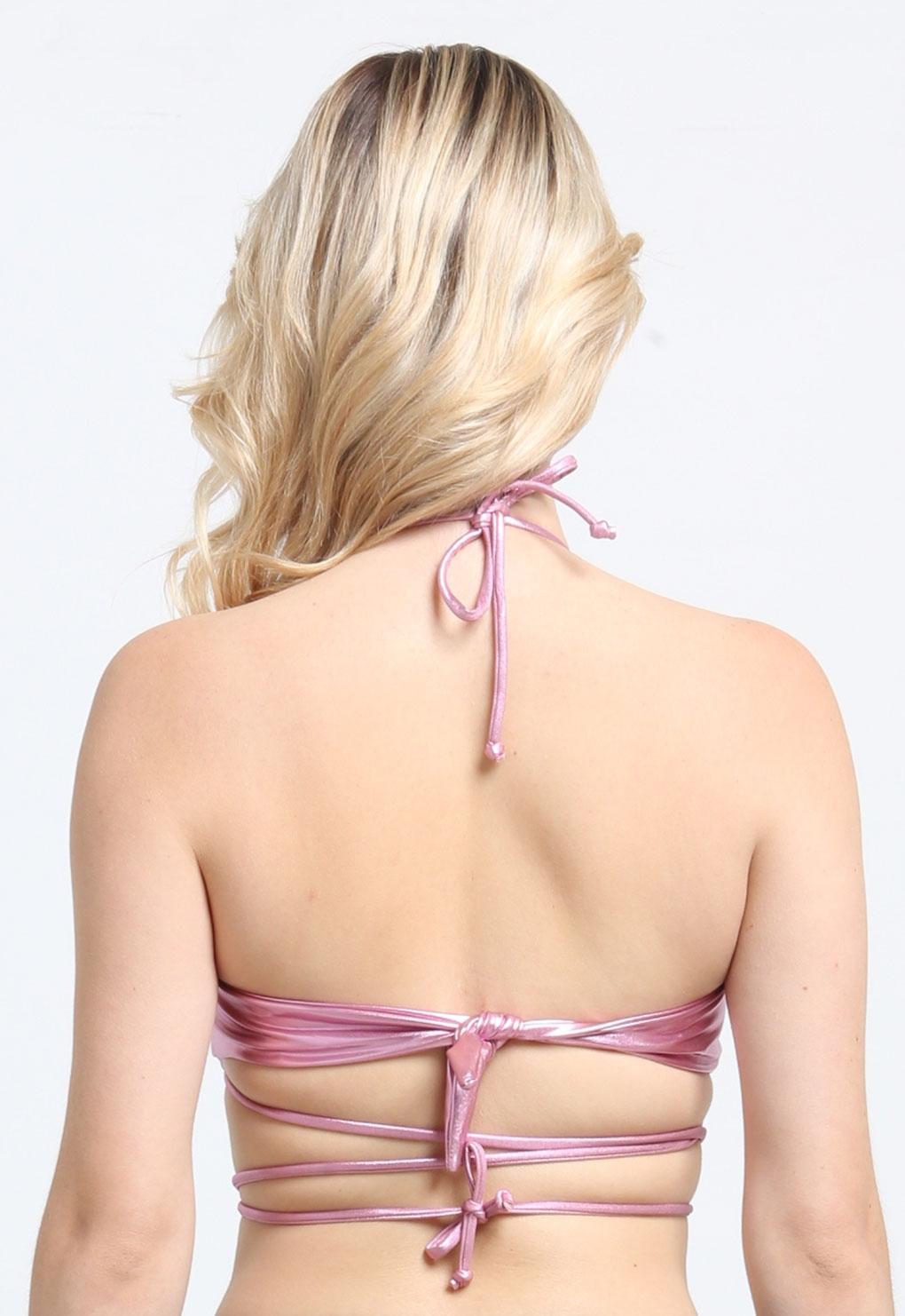 Bikini bandeau strapless lila brillante