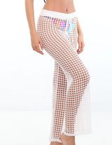 Salida de playa tipo pantalón blanco