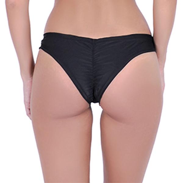 Bikini calzón tanga arruchada color negro