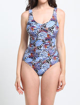 Traje de baño modelador estampado azul
