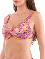 Bikini sostén torcido estampado naranja copa C