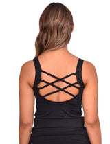 Tankini con escote en la espalda color negro