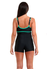 Traje De Baño Deportivo Con Piernas Breteles Ajustables Verde
