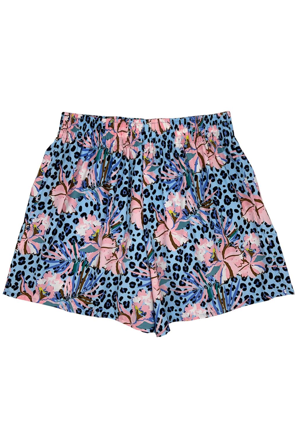 Short de playa mujer secado rapido estampado celeste