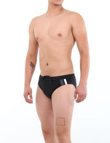 Black swimsuit with gray detail for men
