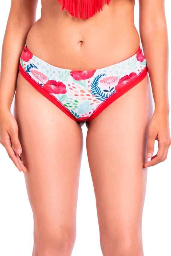 Red print high-waisted thong bikini briefs