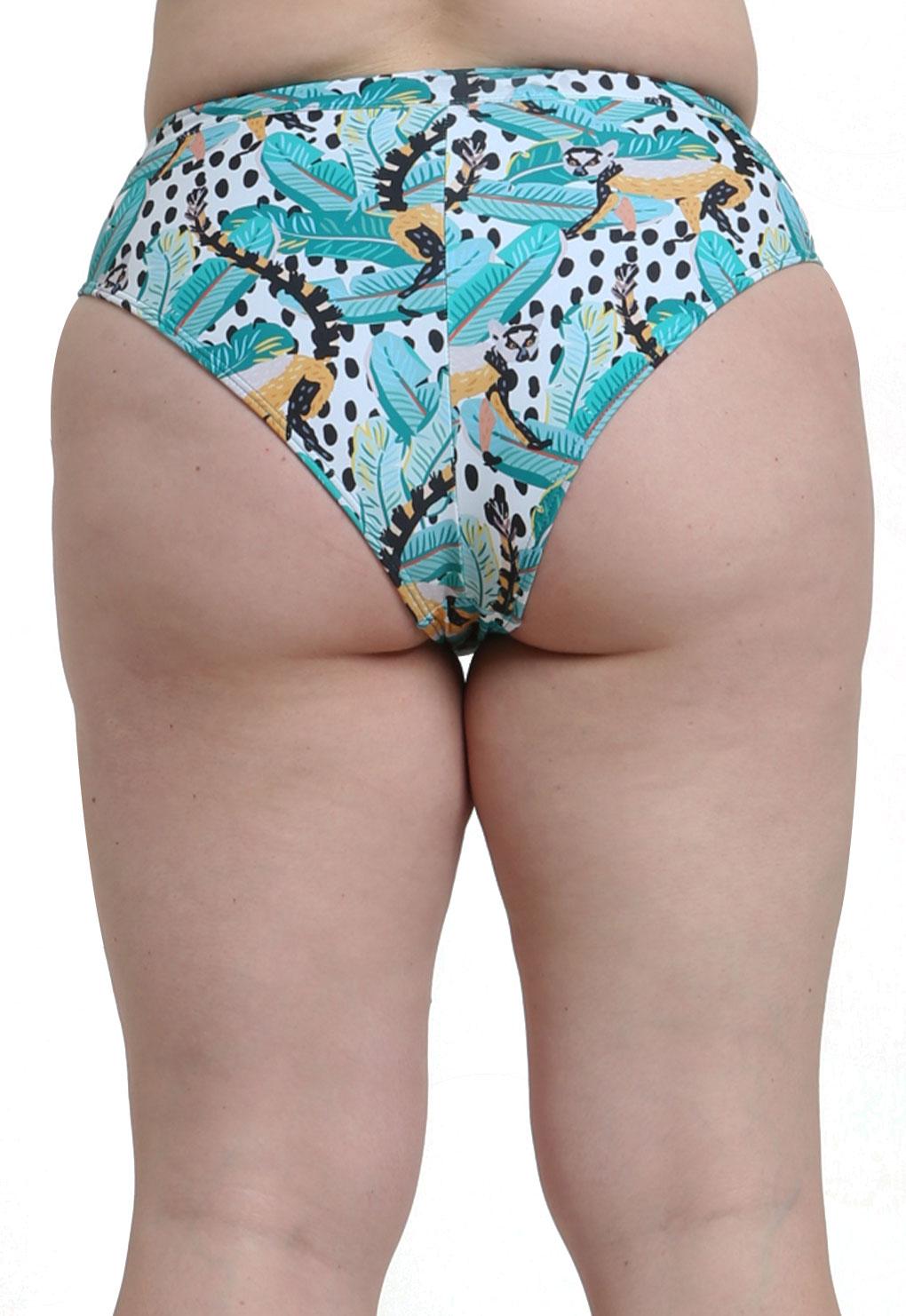 Bikini calzón alto con pretina estampado verde