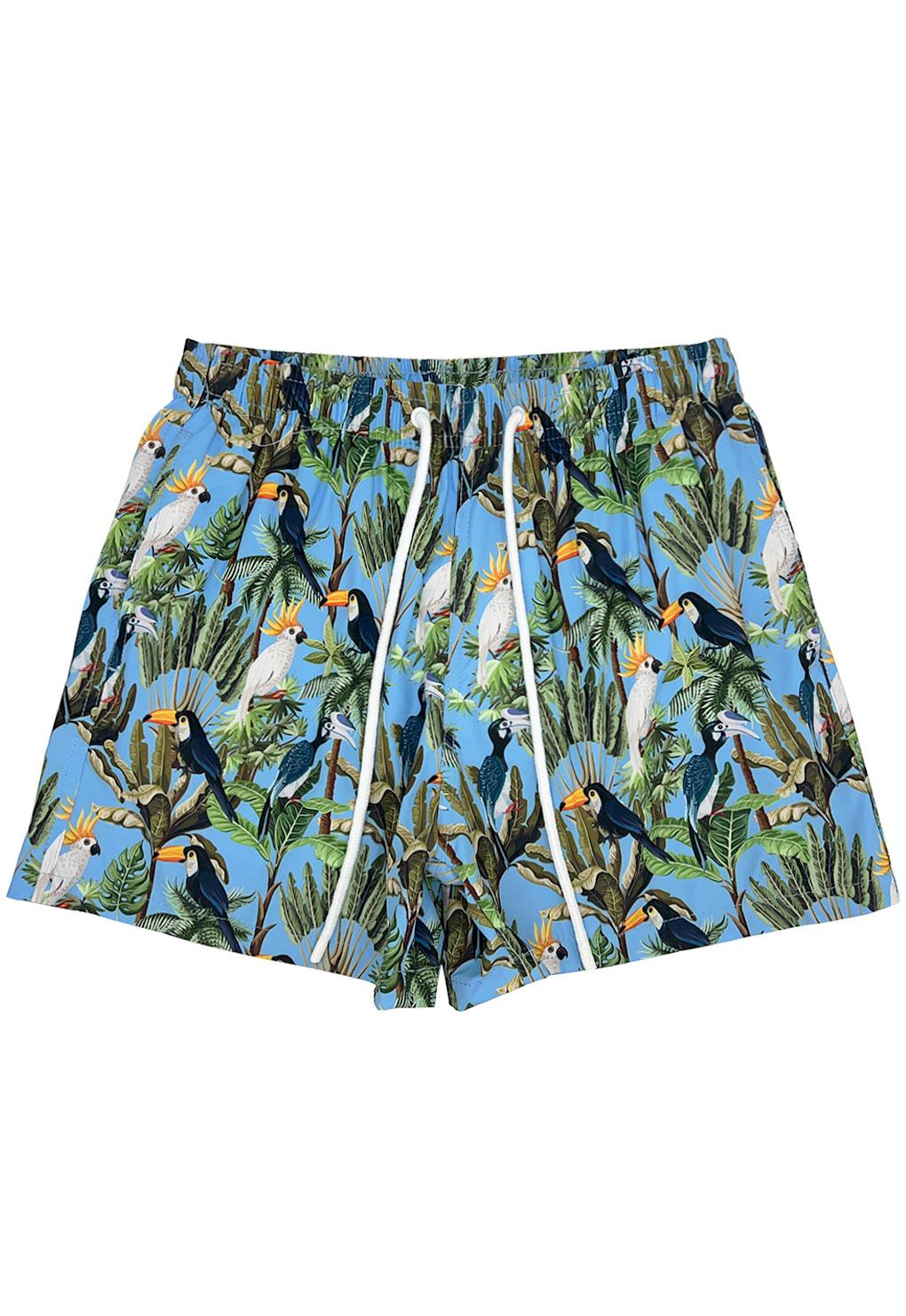 Men's short shorts with a light blue print and quick-drying