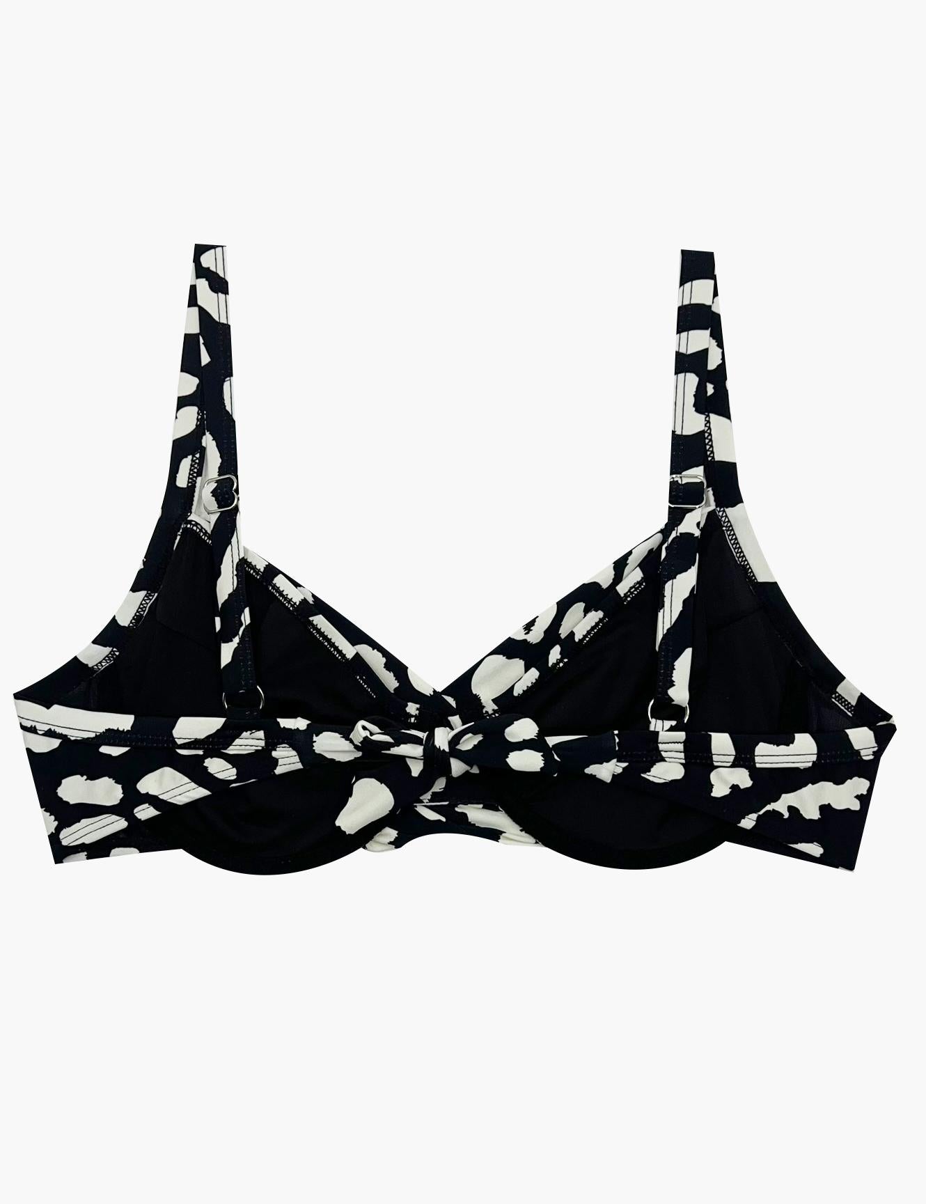 Bikini estilo sostén torcido copa C estampado negro