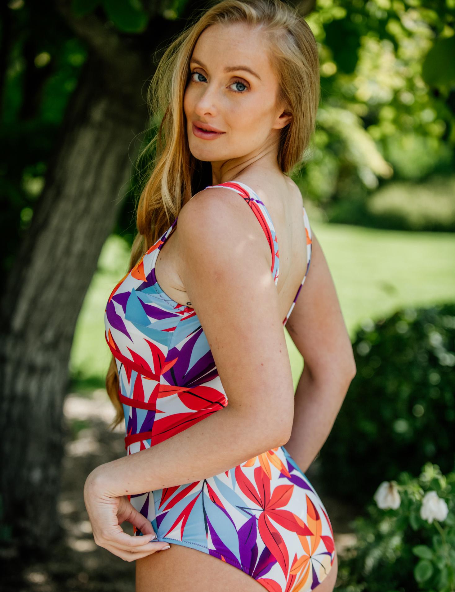 Traje De Baño Modelador Estampado beige