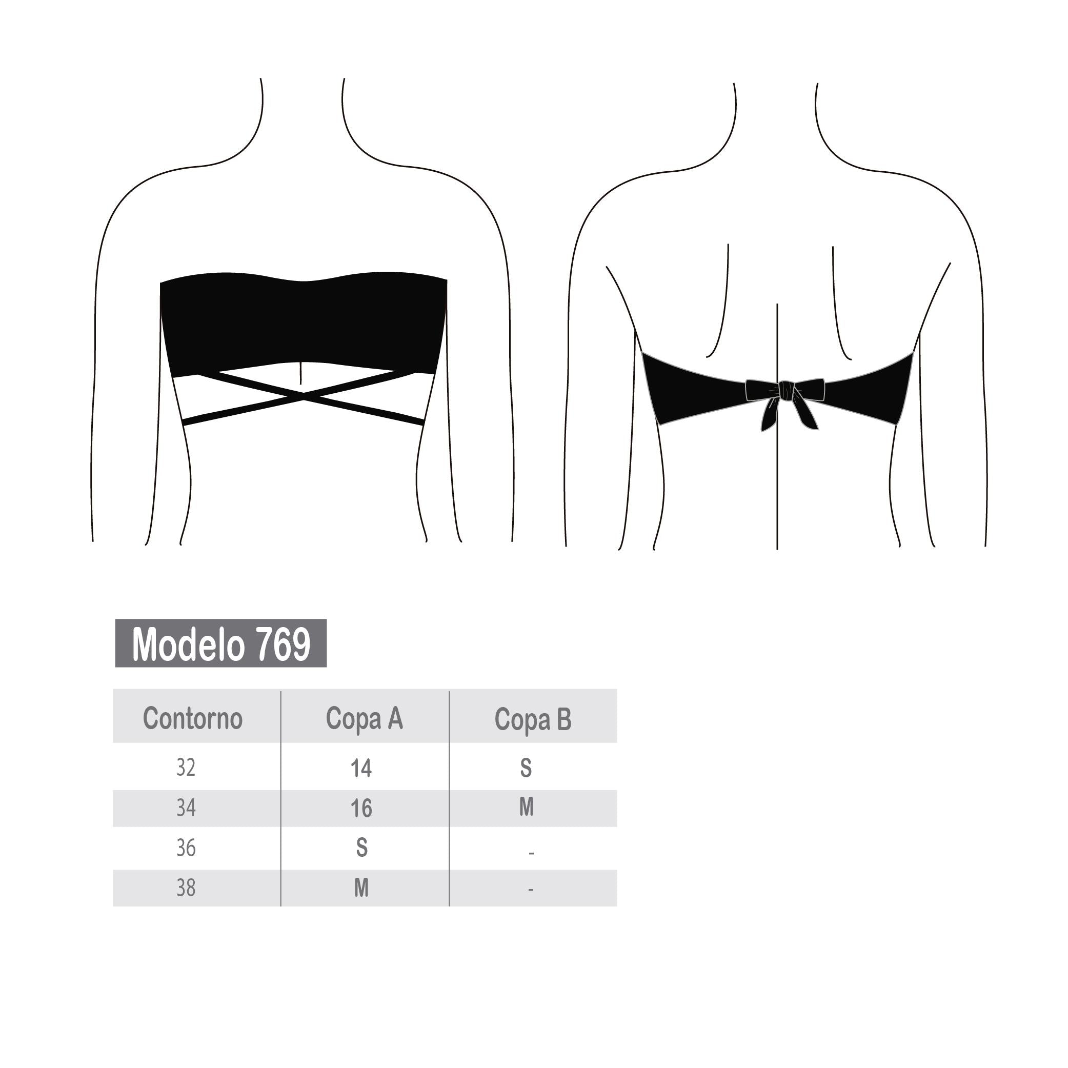 Bikini bandeau strapless negro
