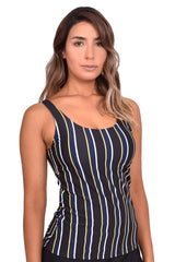 Tankini con escote en la espalda estampado amarillo