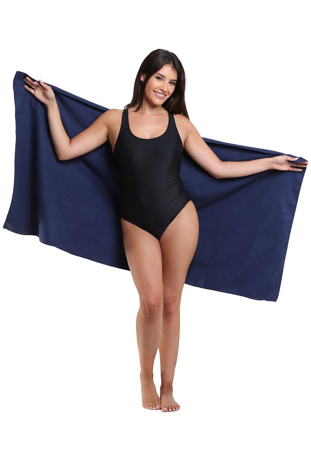 Toalla de microfibra mediana 150x75 cm azul marino