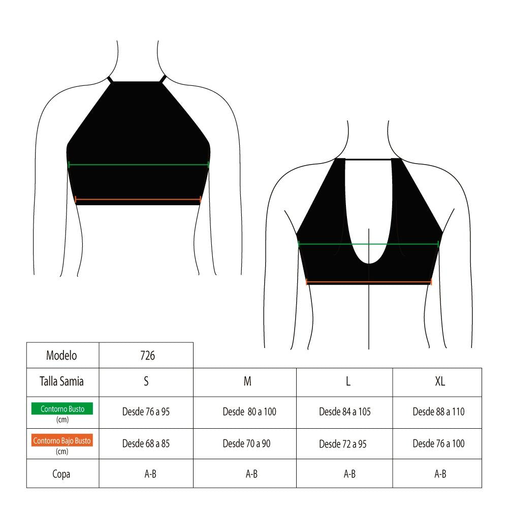 Bikini peto espalda en V estampado azul