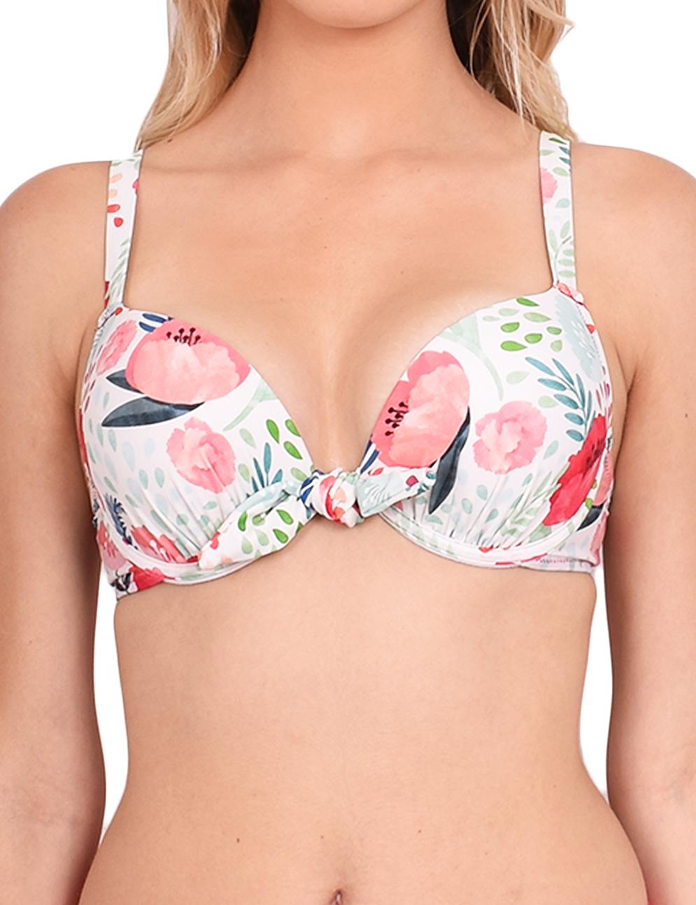 Bikini push up estampado rojo con nudo