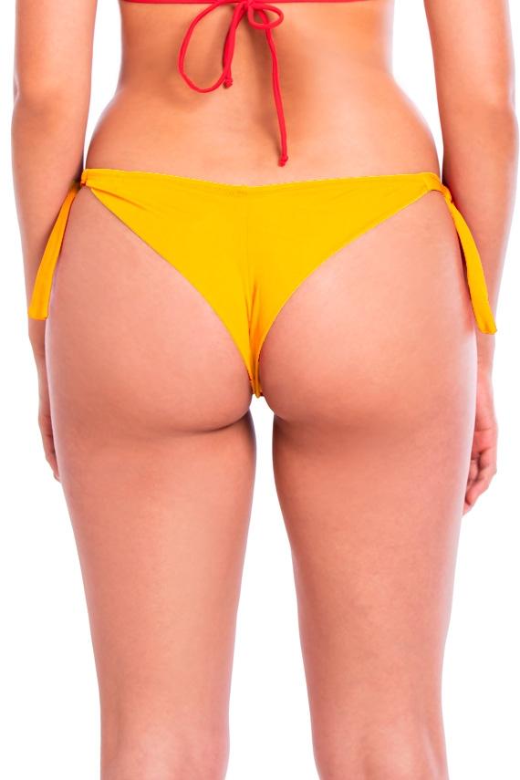Bikini calzón tanga con amarras color amarillo