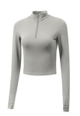 Poleron crop con cierre corto gris