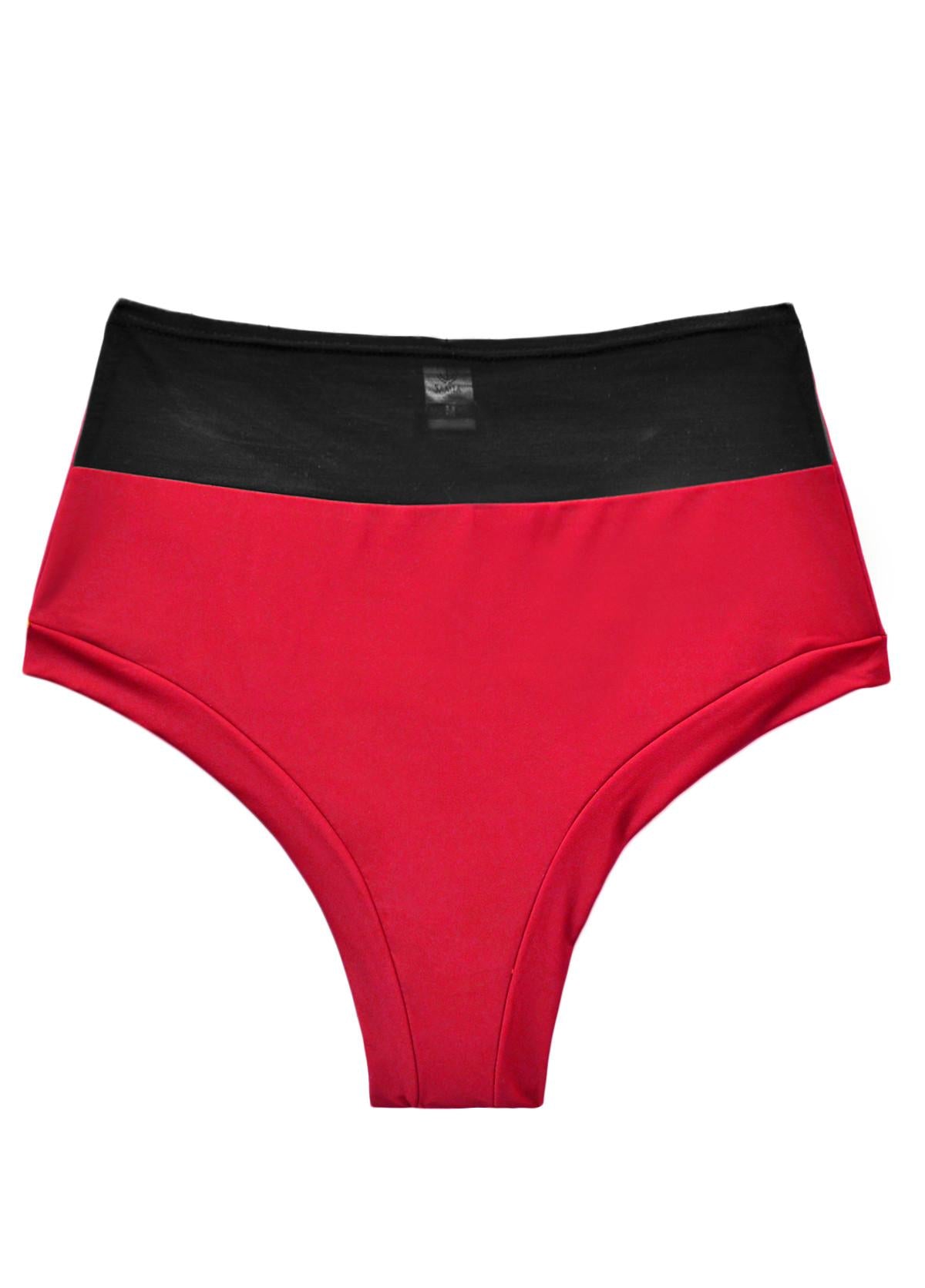 Bikini calzón pin up con transparencia color rojo