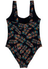 Traje de baño tirantes arruchados estampado hojas