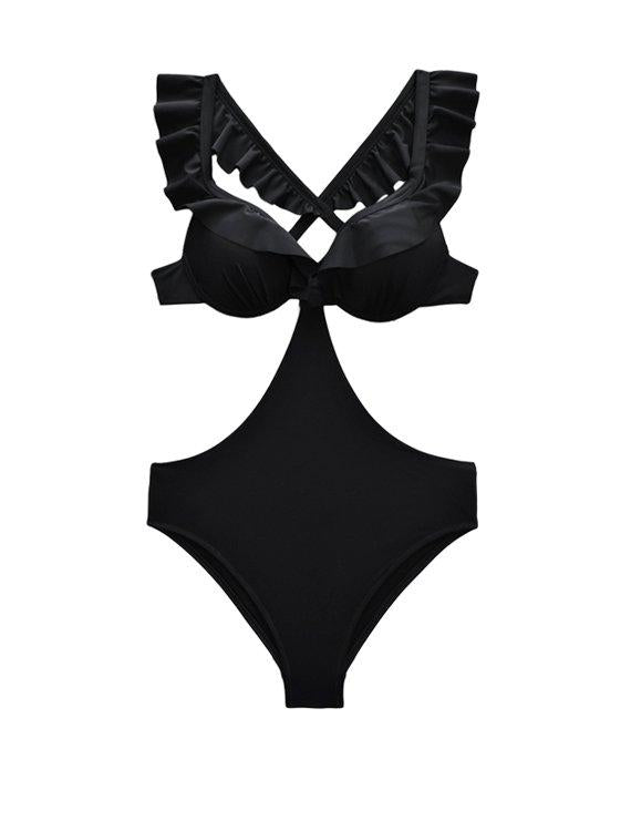 Trikini con vuelos negro