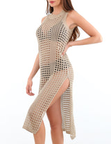 Salida de playa vestido largo beige