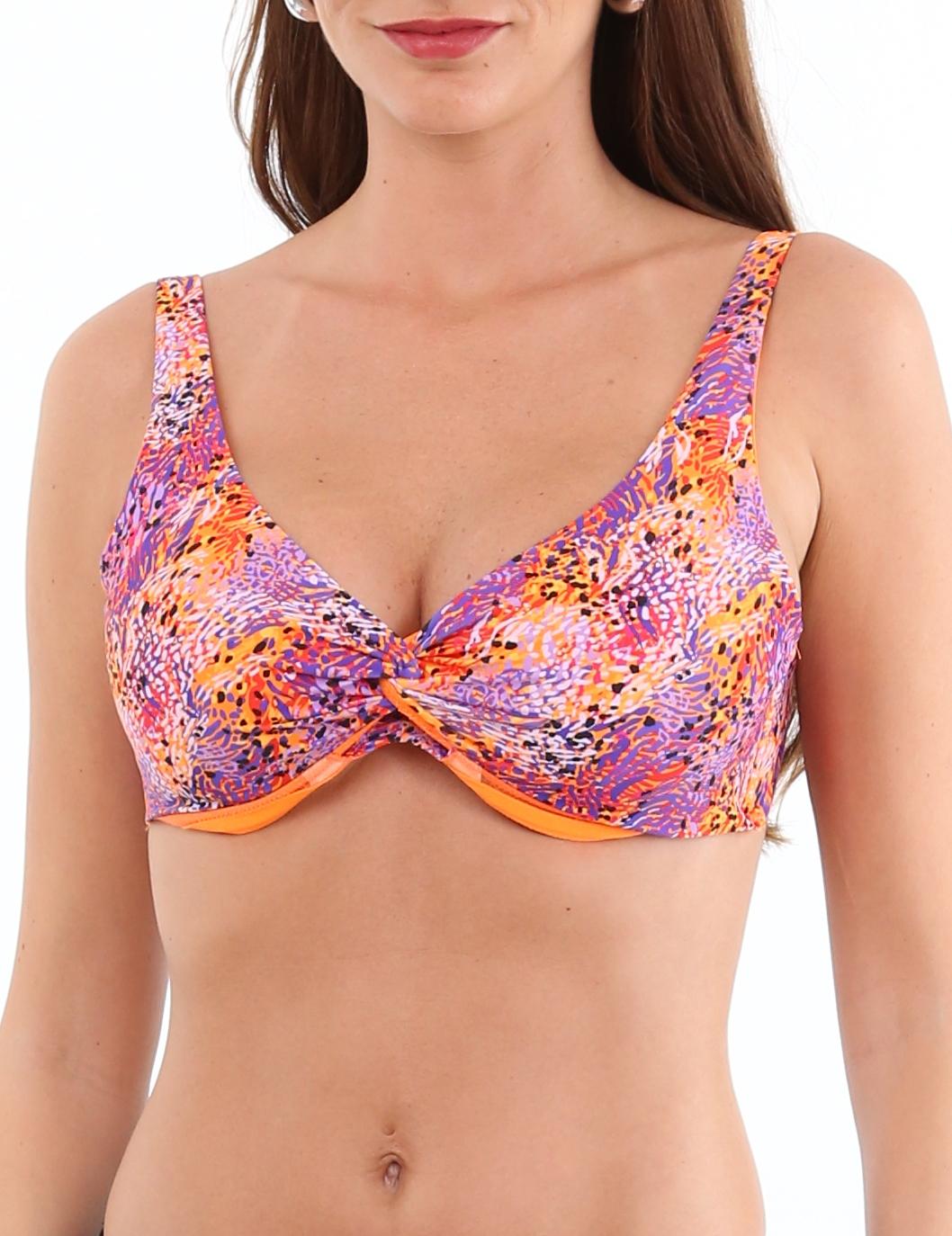 Bikini sostén torcido estampado naranja copa C