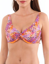 Bikini sostén torcido estampado naranja copa C