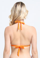 Bikini triangulo con nudos naranja