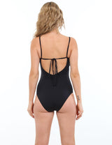 Traje de baño rebajado con amarras negro