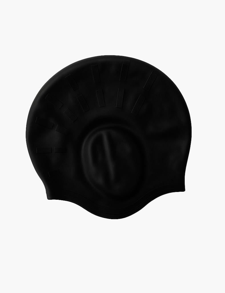 Gorro goma orejas natación negro