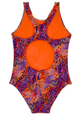 Traje de baño básico de niña estampado naranja