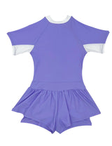 Traje de baño niña con falda protección UV morado