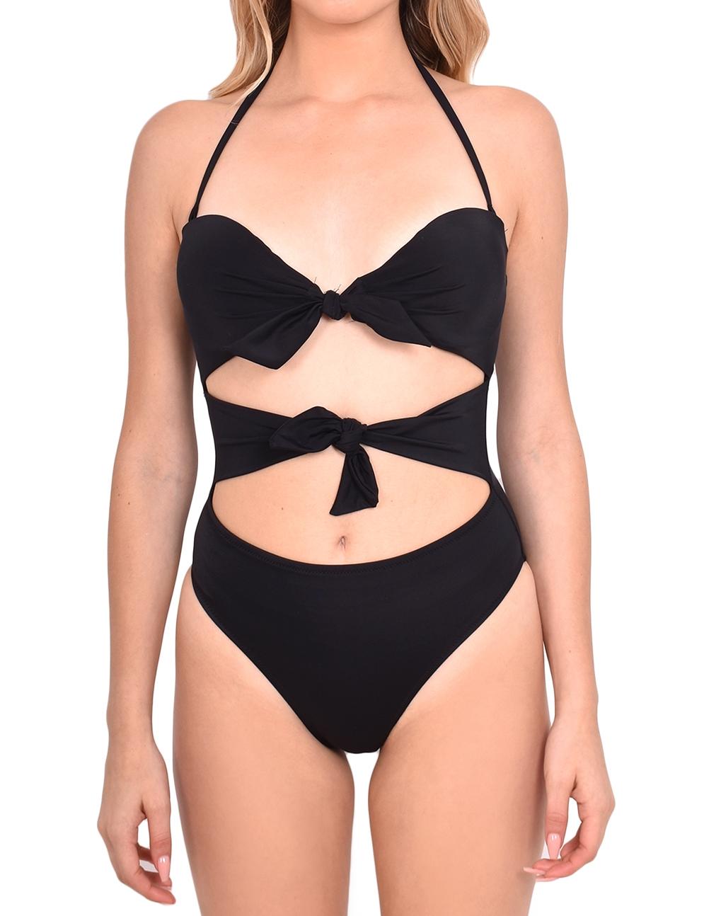 Trikini con doble nudo color negro
