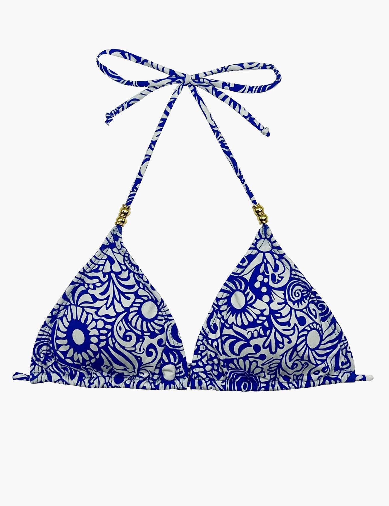 Classic triangle bikini with blue print