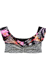 Black printed bikini top