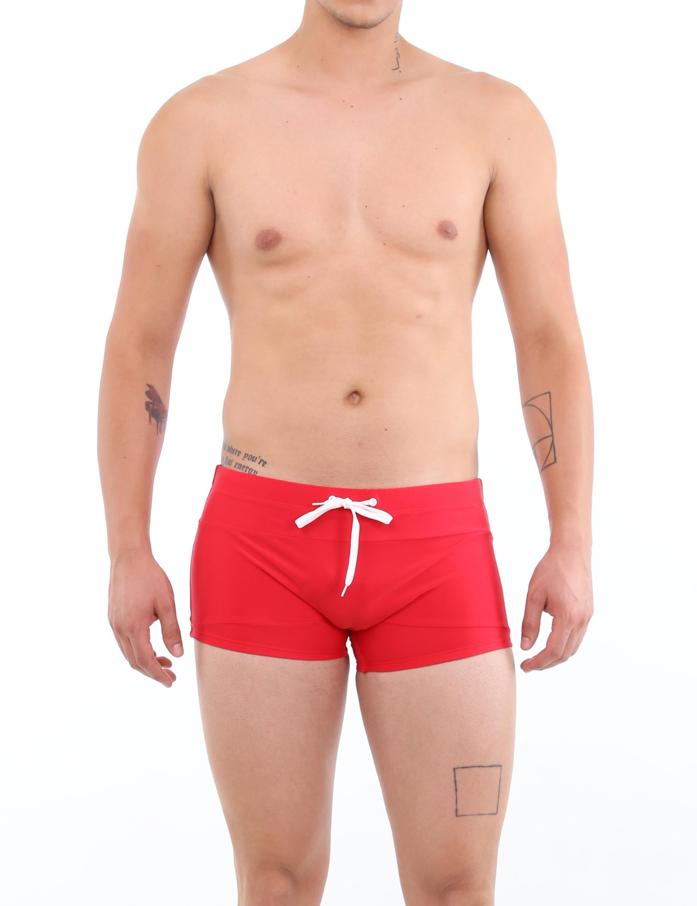 Traje de baño short bóxer para hombres rojo