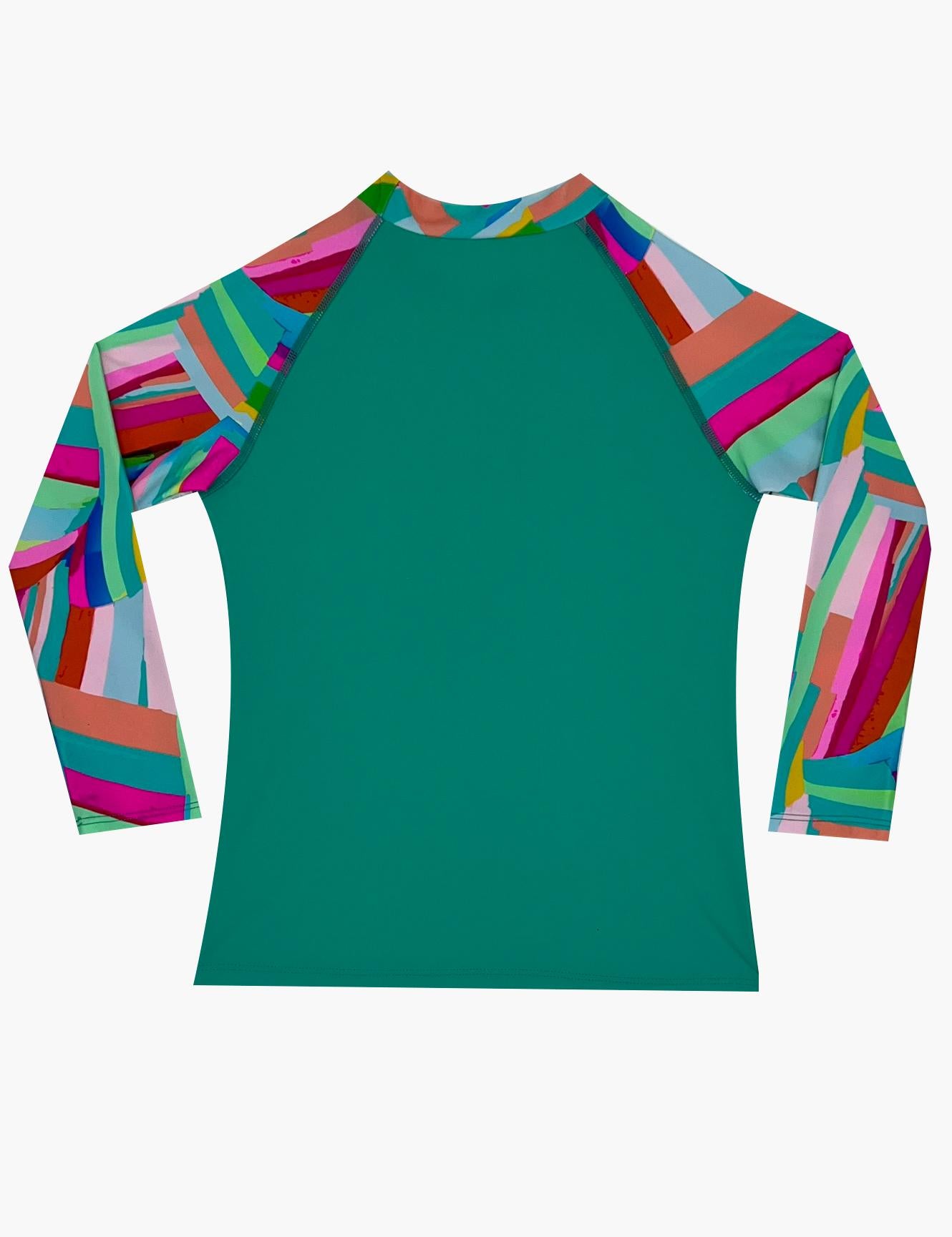 Girls' UV protection t-shirt with green print