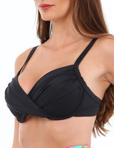 Bikini sostén torcido copa grande negro