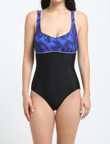 Traje de Baño Deportivo Corte Busto Morado con Protección UV Integrada