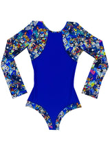 Traje de baño de niña manga larga azul