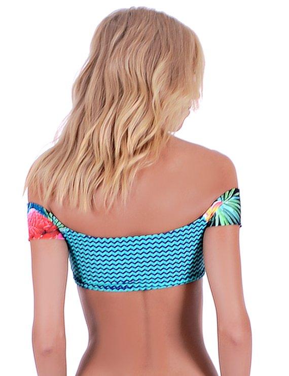 Green printed bikini top