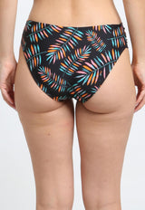 Leaf print draped sides bikini