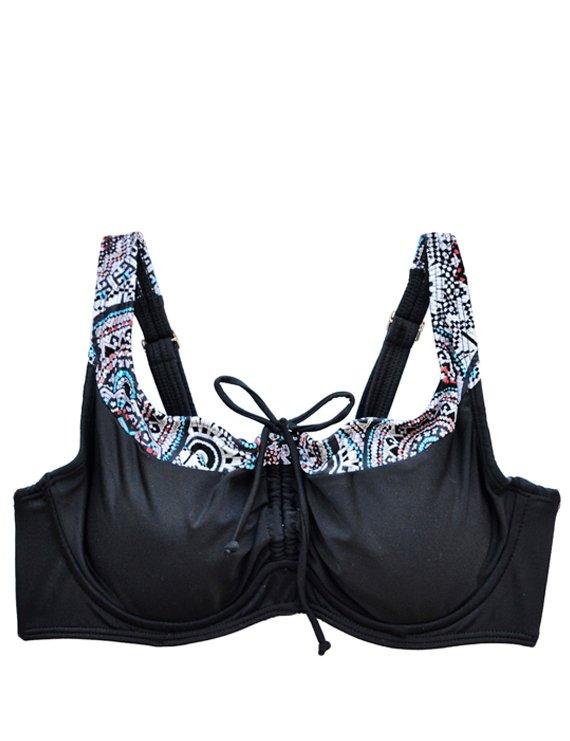 Bikini busto grande copa blanda estampado negro