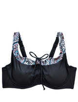 Bikini busto grande copa blanda estampado negro