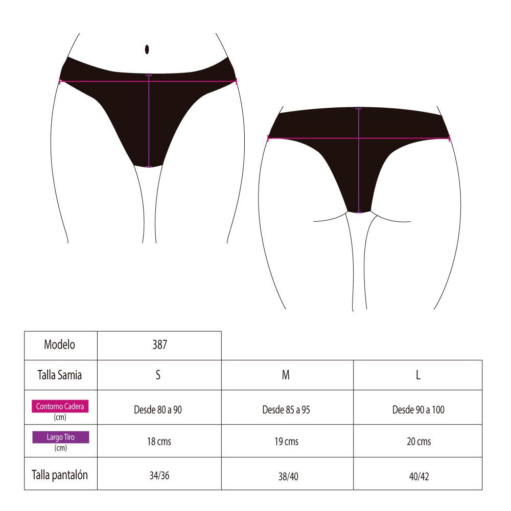 Bikini calzón colaless costura invisible negro