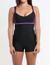 Enterito deportivo con piernas  Breteles Ajustables morado