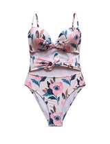 Trikini con doble nudo estampado rosado