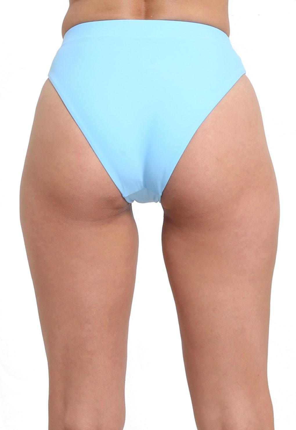 Bikini calzón celeste de cintura alta
