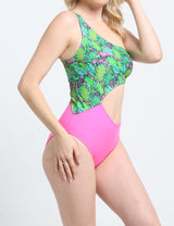 Trikini cruzado estampado fucsia